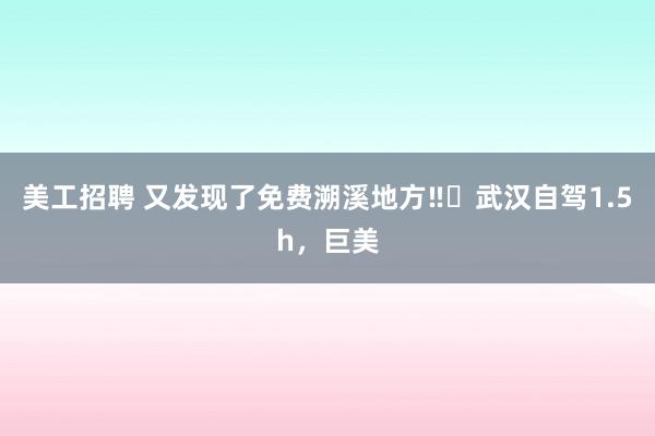 美工招聘 又发现了免费溯溪地方‼️武汉自驾1.5h，巨美