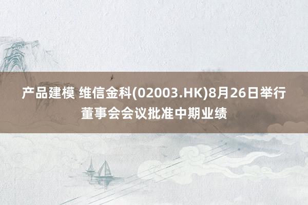 产品建模 维信金科(02003.HK)8月26日举行董事会会议批准中期业绩