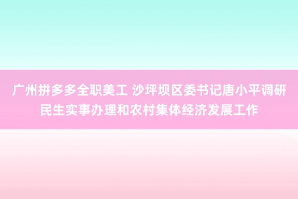 广州拼多多全职美工 沙坪坝区委书记唐小平调研民生实事办理和农村集体经济发展工作