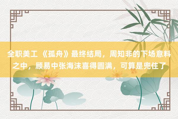 全职美工 《孤舟》最终结局，周知非的下场意料之中，顾易中张海沫喜得圆满，可算是兜住了