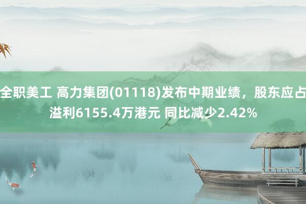 全职美工 高力集团(01118)发布中期业绩，股东应占溢利6155.4万港元 同比减少2.42%