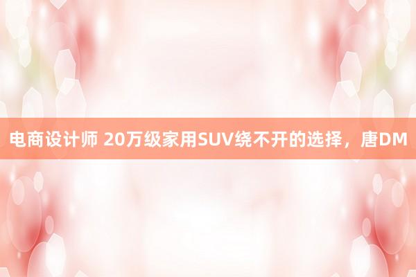 电商设计师 20万级家用SUV绕不开的选择，唐DM