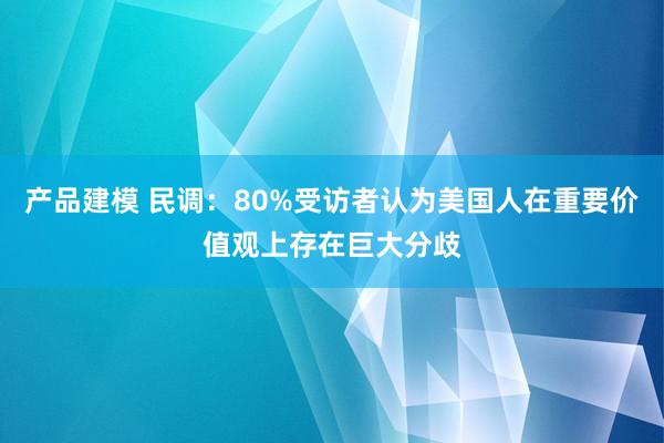 产品建模 民调：80%受访者认为美国人在重要价值观上存在巨大分歧